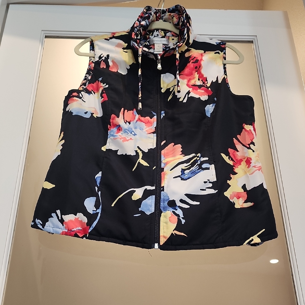 Perfect For Crisp Spring Morning Christopher & Banks Multicolor Floral Vest